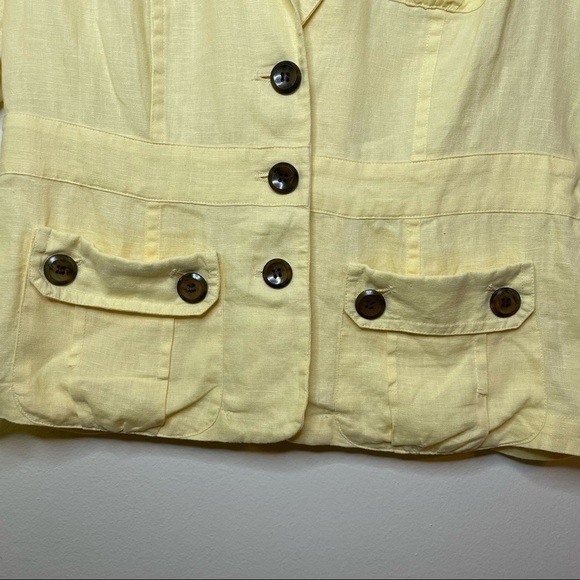 Chico’s Yellow Easy Expedition Emmylou 100% Linen Yellow Button Down Jacket - Picture 2 of 5